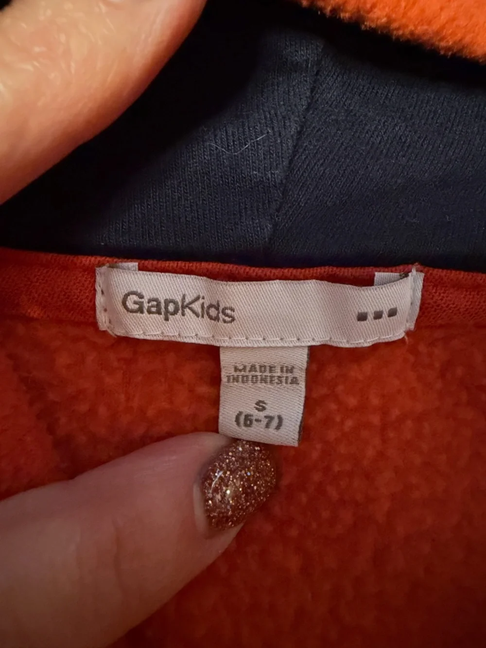 GAP Kids Orange Fleece Full Zip Hoodie Embroidered Logo Sweatshirt Jacket Cozy